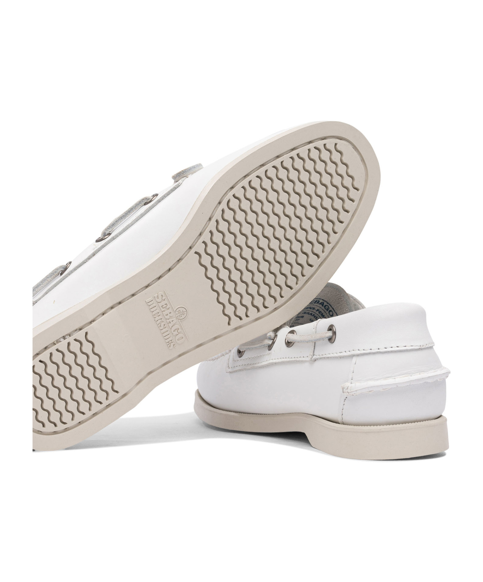 Sebago Slip-on Shoes With Rubber Sole And Metal Eyelets In White