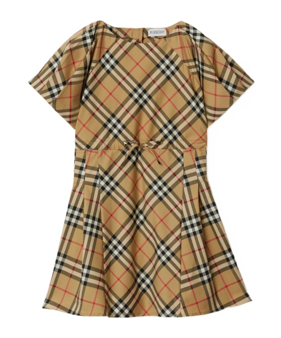 BURBERRY CHECKED PLEATED MINIDRESS