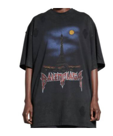 Shop Balenciaga Paris Moon T-shirt In Black