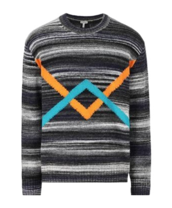 Loewe Striped Knit Sweaters Blue In Gray