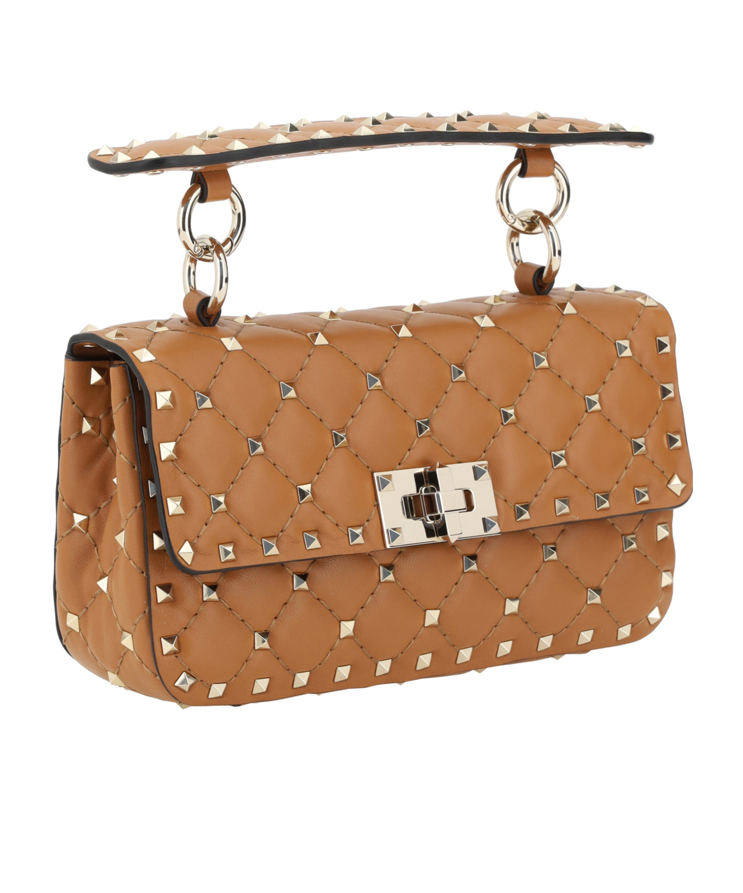 Valentino Garavani Rockstud Spike Small Shoulder Bag In Brown
