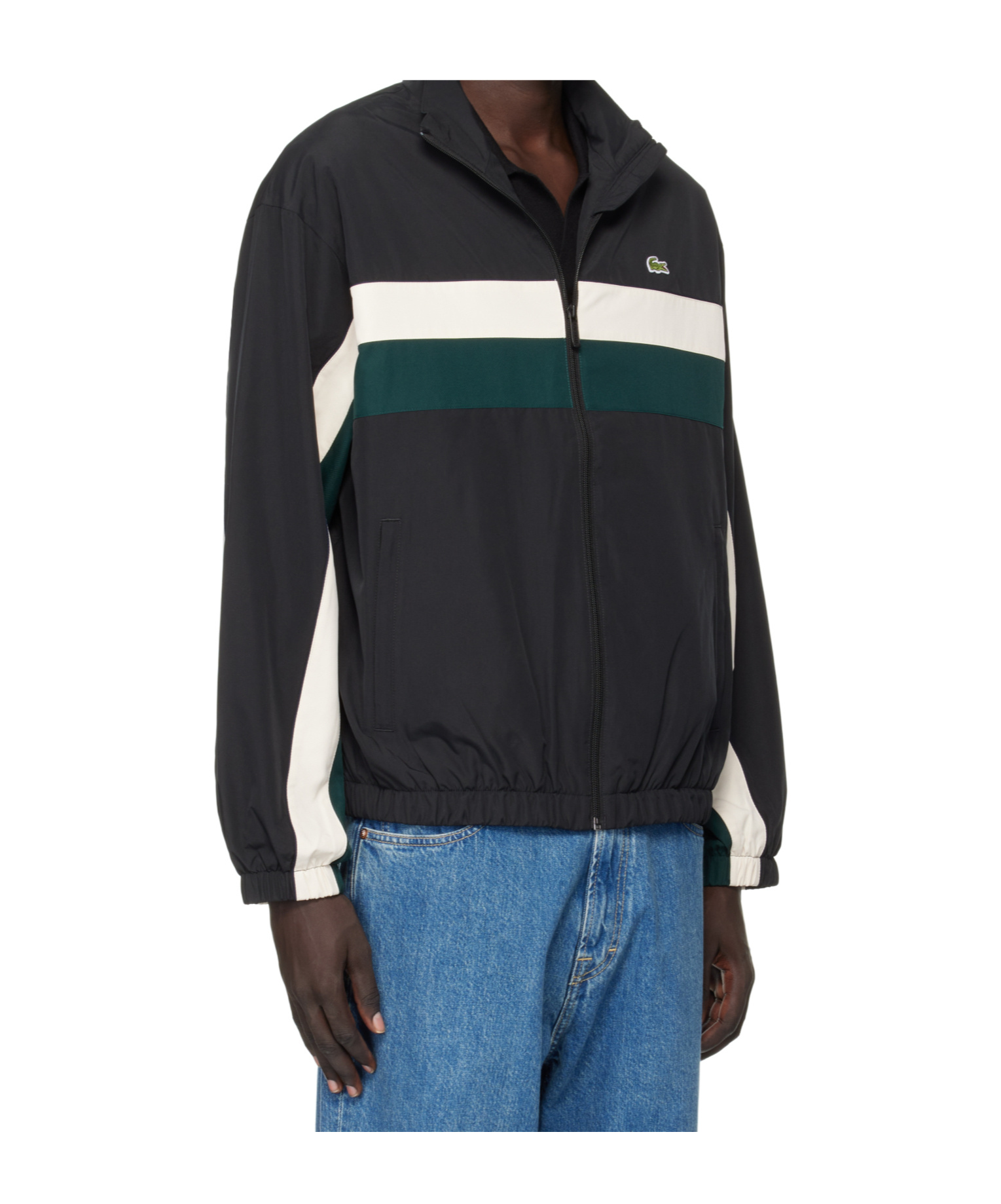 Lacoste Colour-block Crew-neck Sweatshirt In Blue