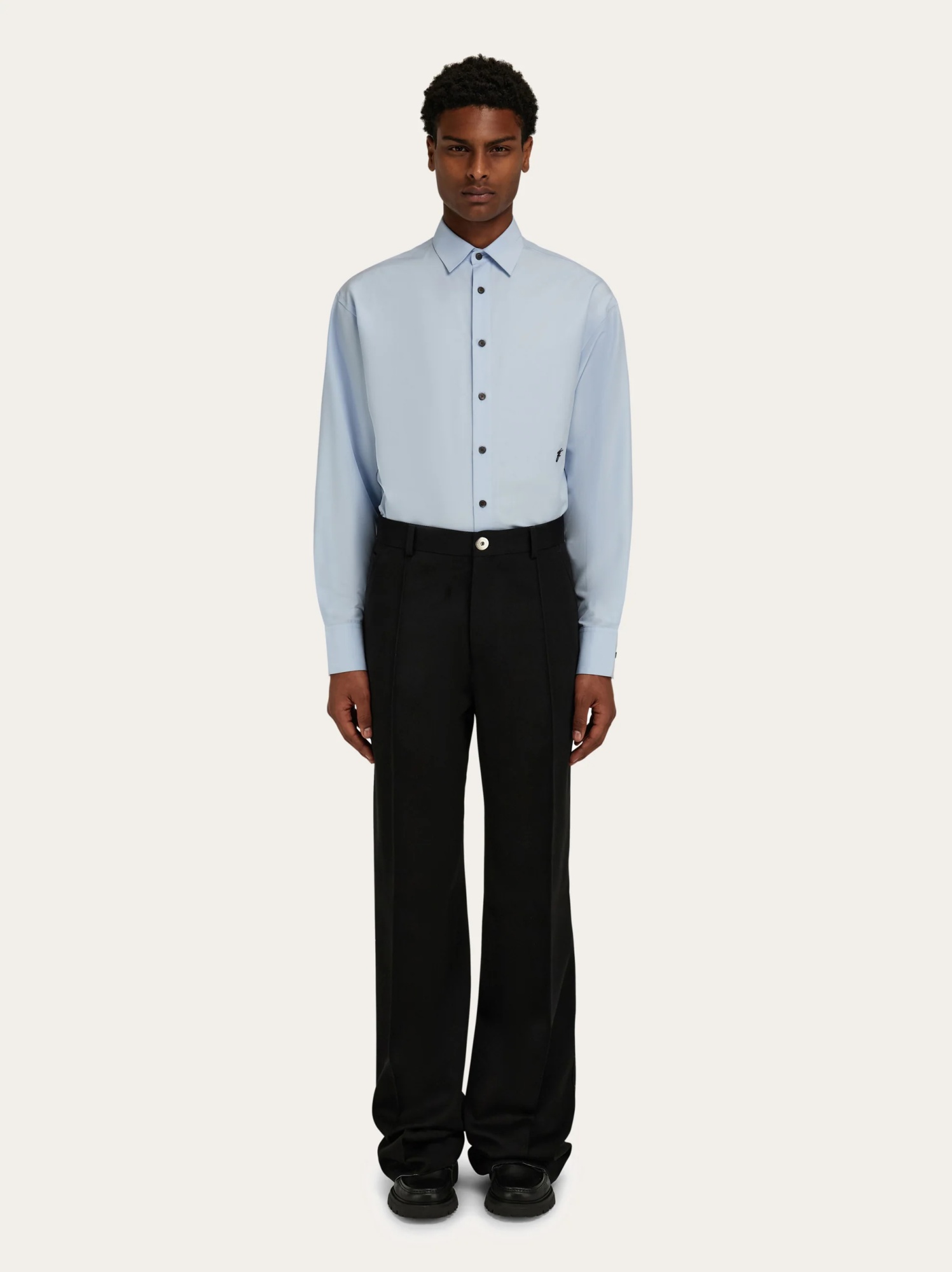 Ferragamo Belt-loop Wool Casual Pants In Black