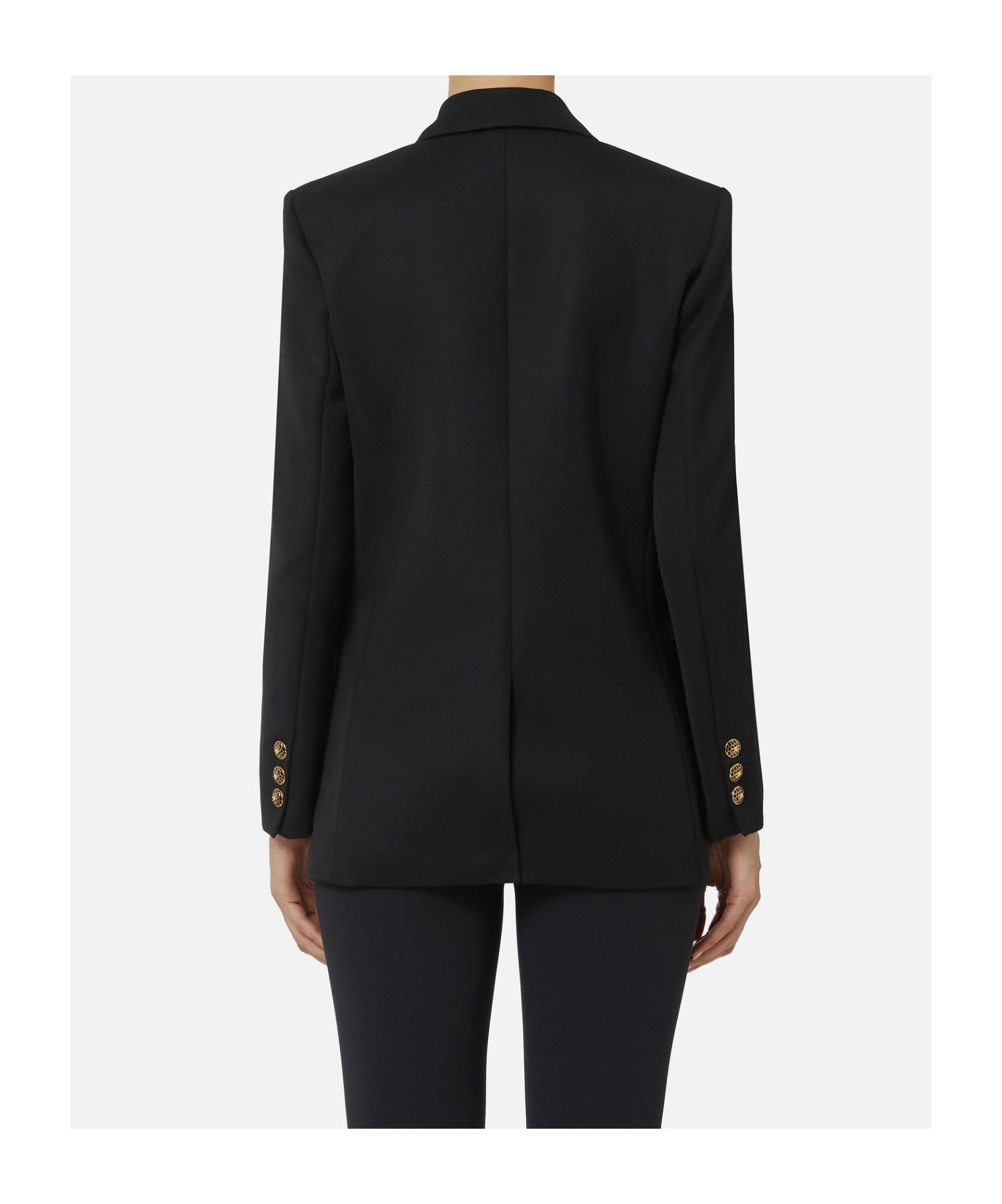 Elisabetta Franchi Cotton Gabardine Jacket With Jewel Buttons In Black
