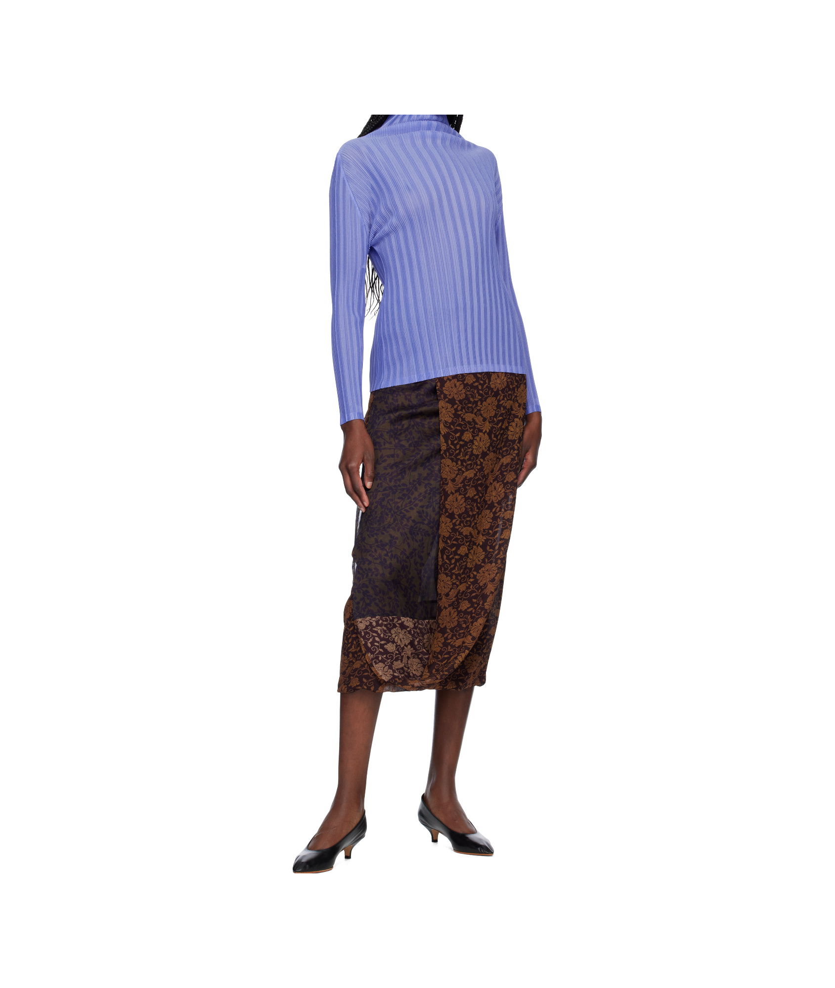 Issey Miyake Blue Rib Pleats February Turtleneck In Blue
