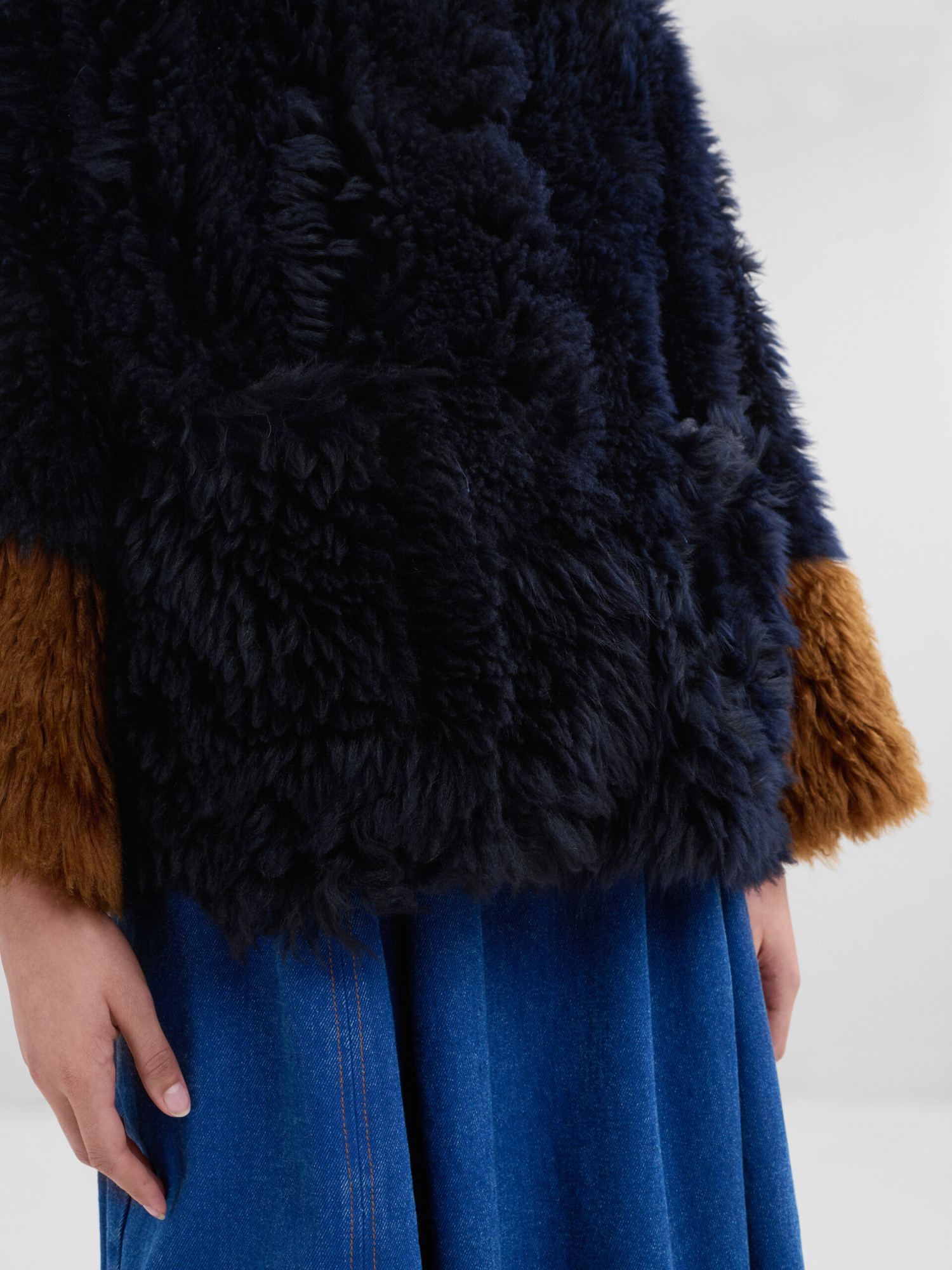 Marni Colour-block Shearling Jacket In Black