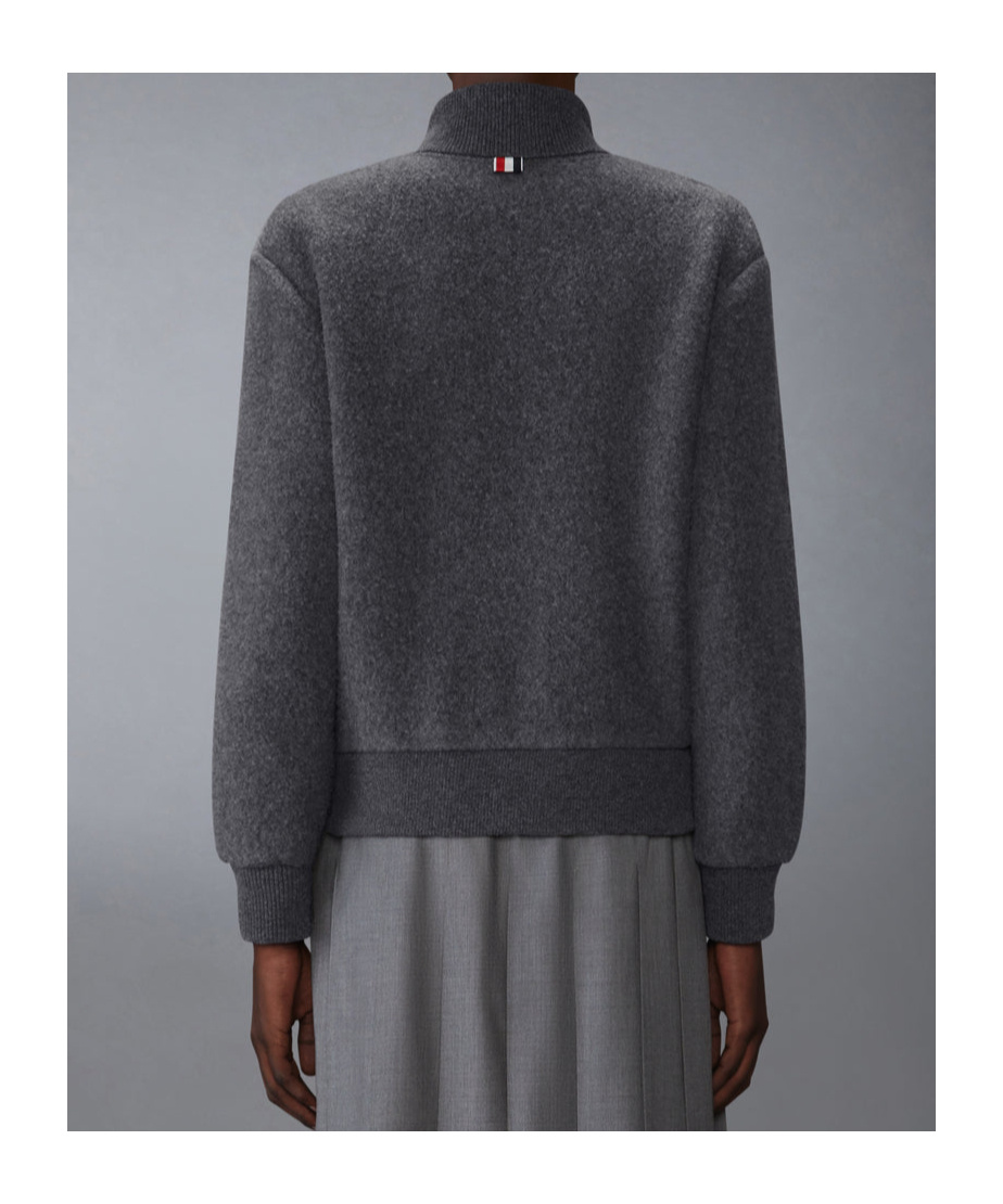 Thom Browne Ribbed High Collar Jacket With Side Pockets