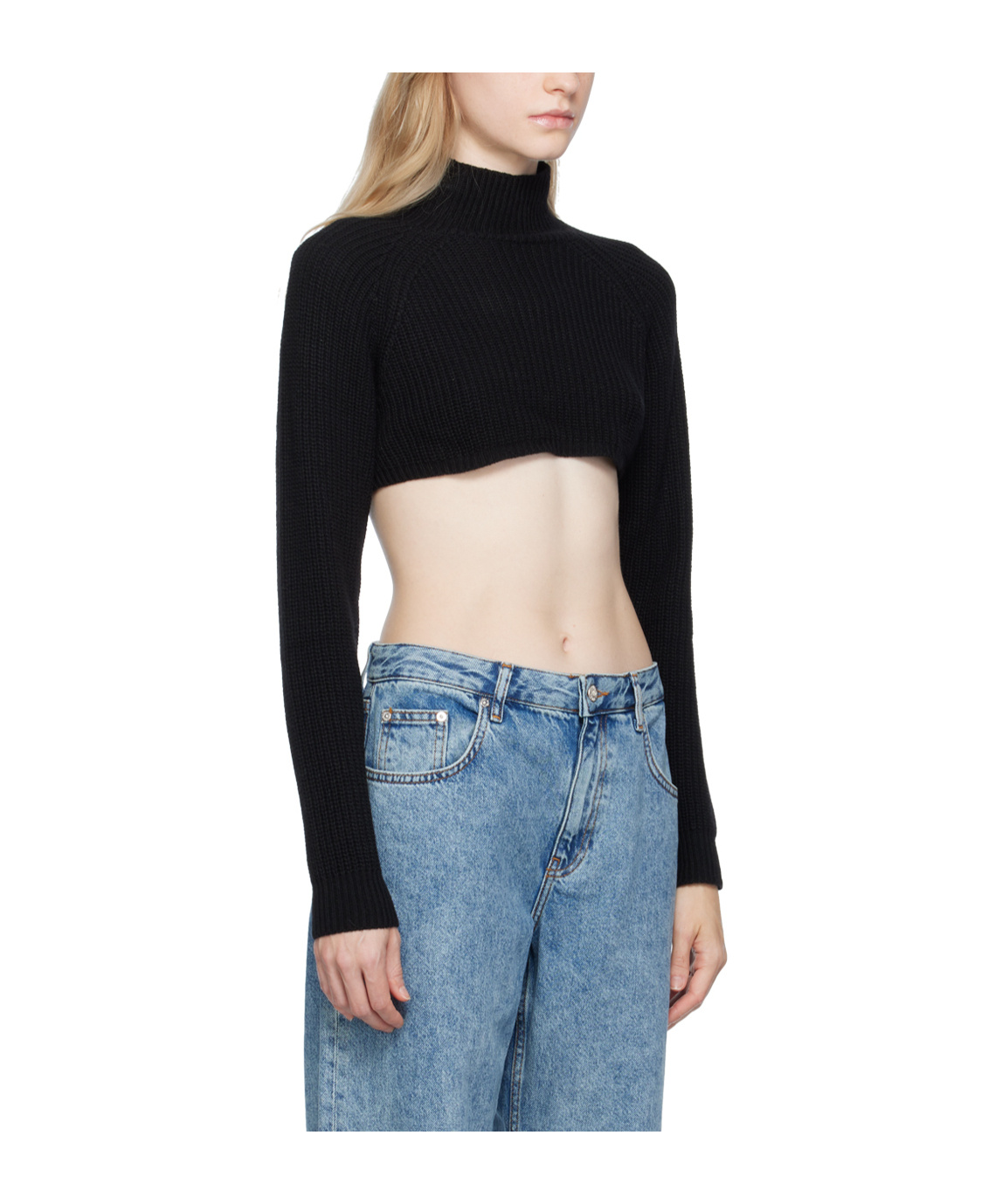 Moschino Black Embroidered Turtleneck In Black