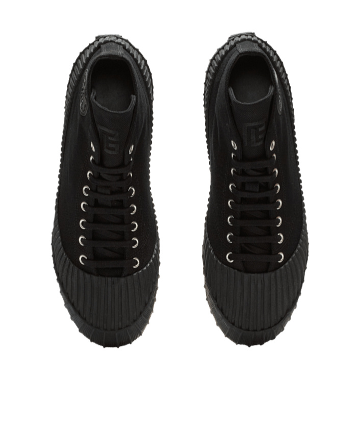 Balmain Riff Low Canvas Sneakers In Black