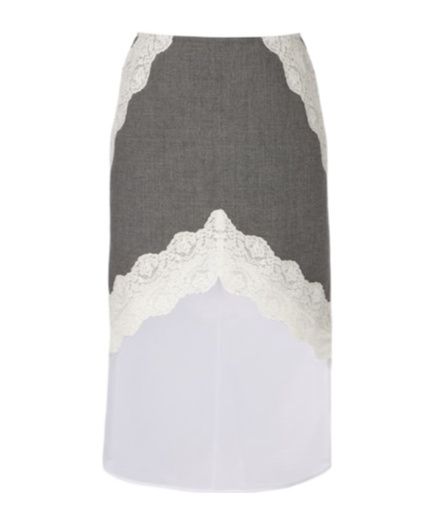 Jil Sander Lace-trimmed Wool Midi Skirt In Multi