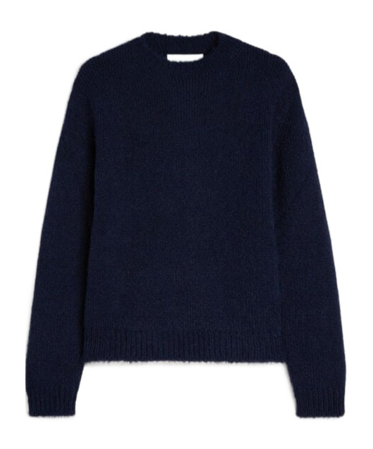 Jil Sander Oversize Alpaca Blend Crew Neck Sweater In Blue