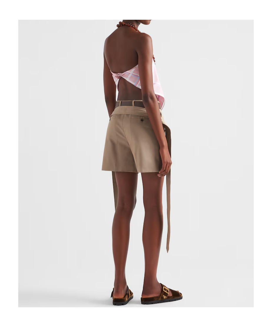 Prada Cotton Twill Bermudas In Nude