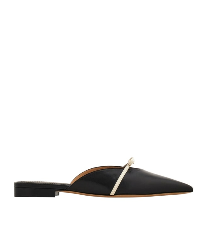 Ferragamo Giulye Mini Bow Leather Flat Mules In Black