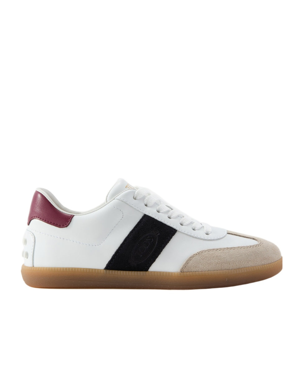 Tod's Cassetta Suede-trimmed Leather Sneakers In White