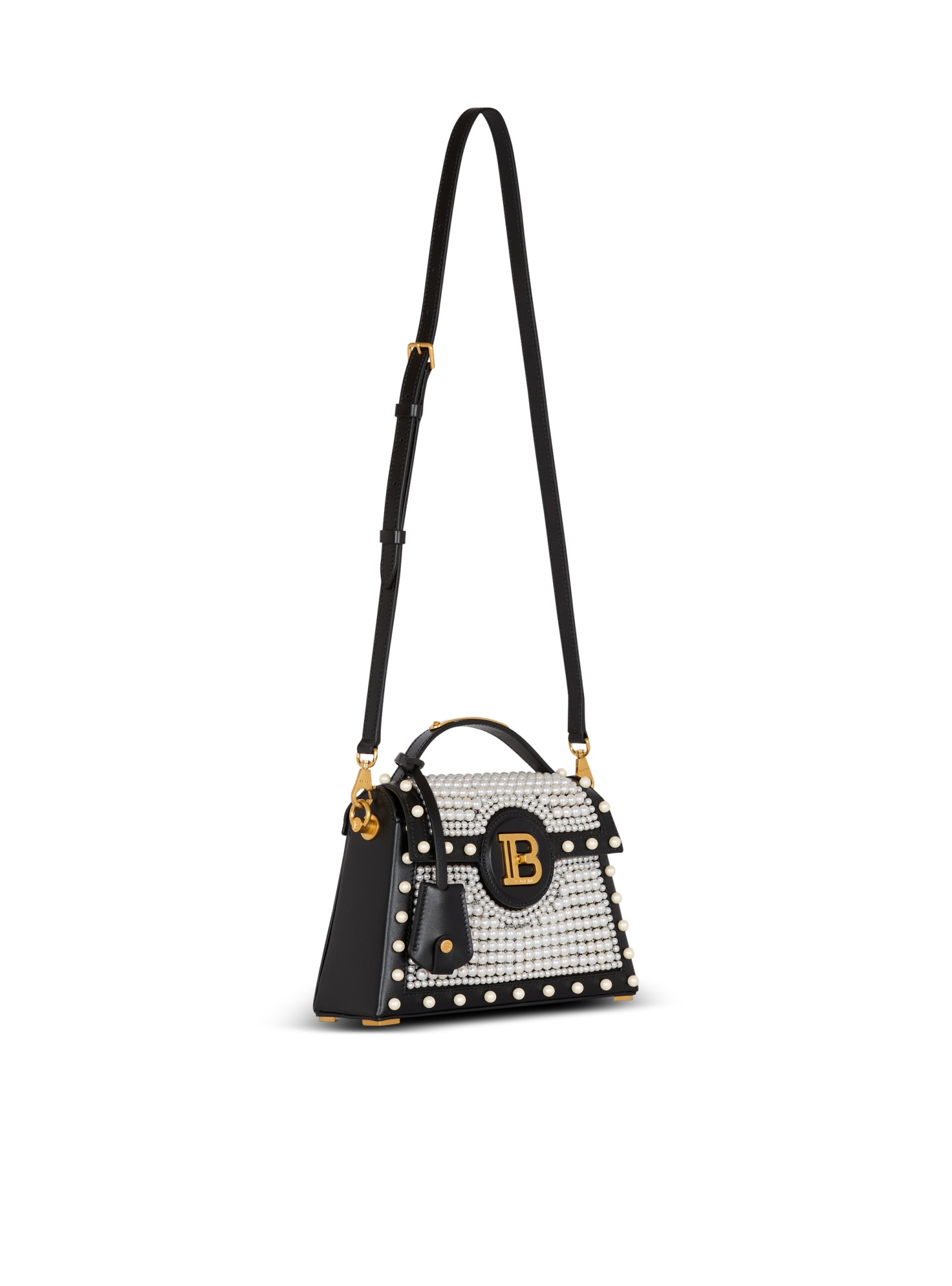 Shop Balmain B-buzz Dynasty Bag In Leather And Embroidered Satin