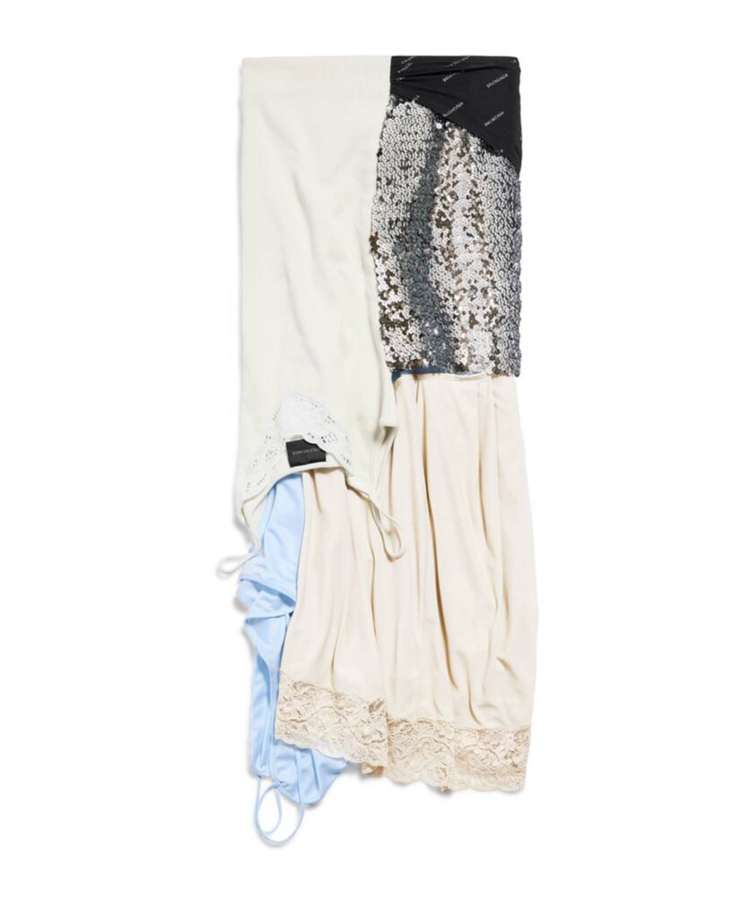 Balenciaga Women's Messy Patched Skirt In Multicolored In White