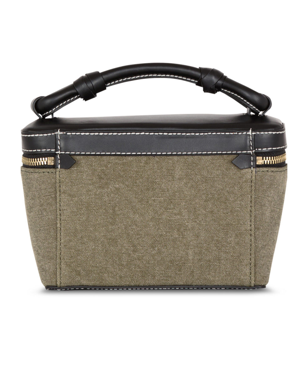 BALMAIN B-ARMY VANITY CASE IN CANVAS AND LEATHER