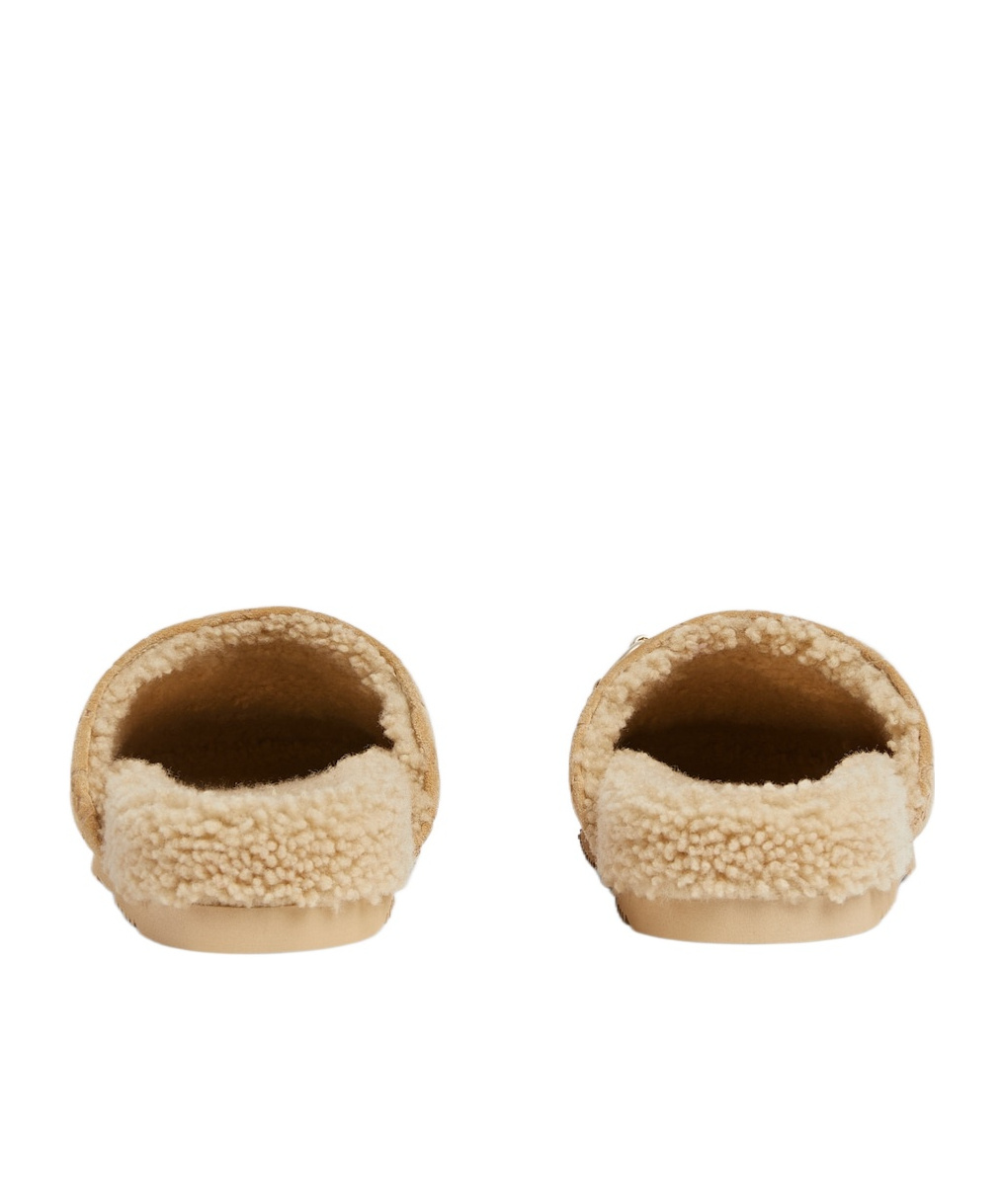 Gucci Horsebit Gg Suede Shearling Mules In Nude