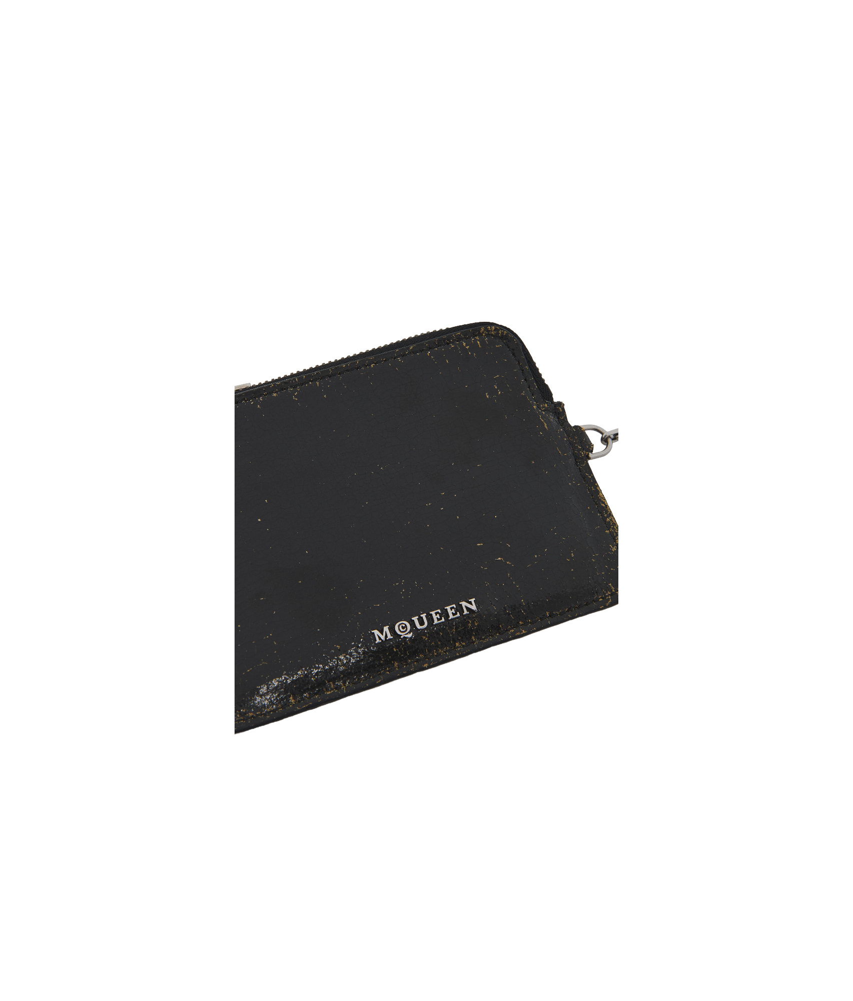 Alexander Mcqueen Cracked Leather Finish Wallet In Black