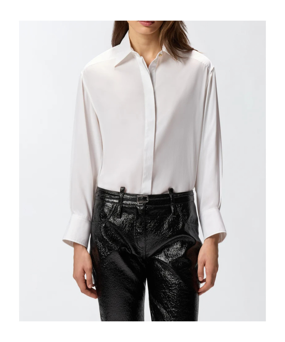 Pinko Classic White Button-down Tailored Shirt In Red