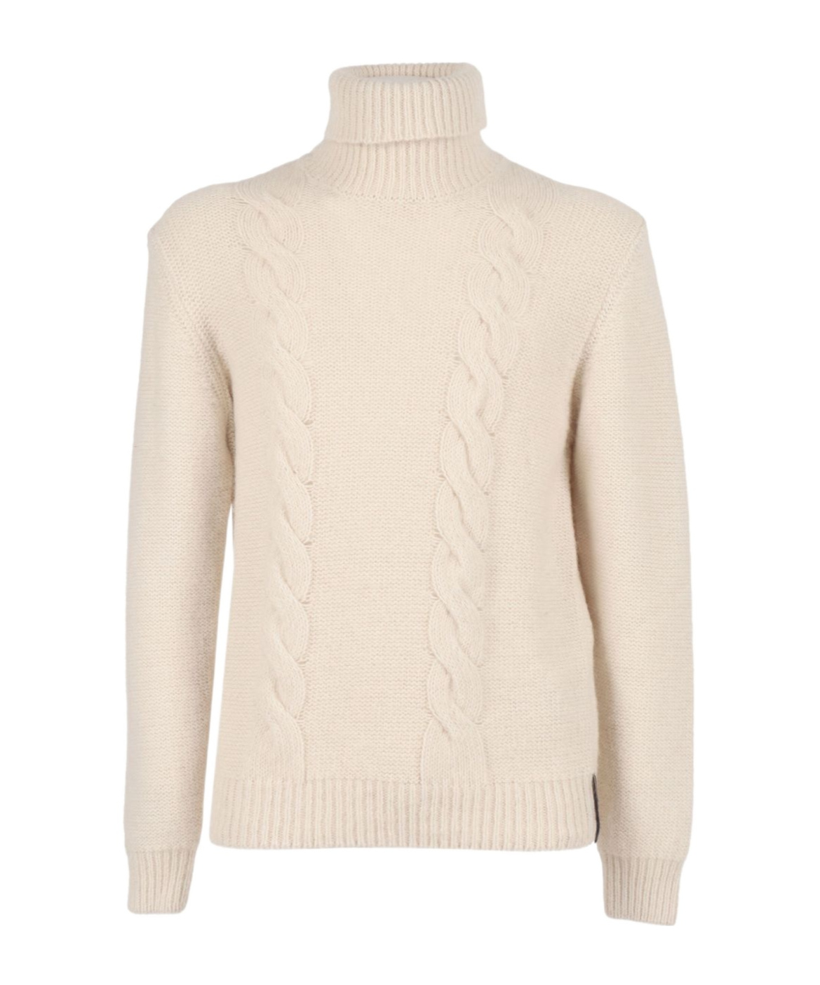 K-way Cream Chunky Knit Turtleneck Sweater In Brown