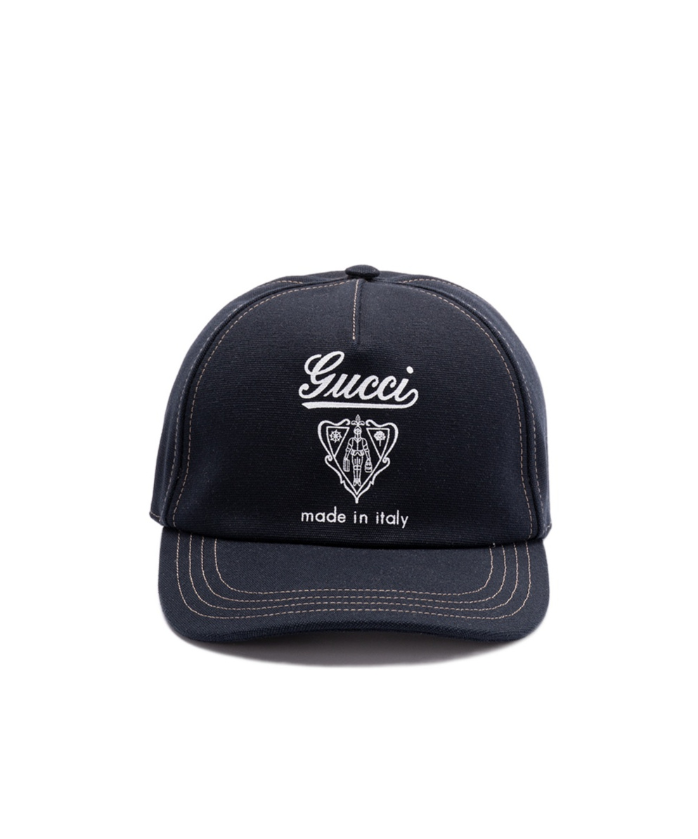 Gucci Printed Cotton Canvas Baseball Hat In Black