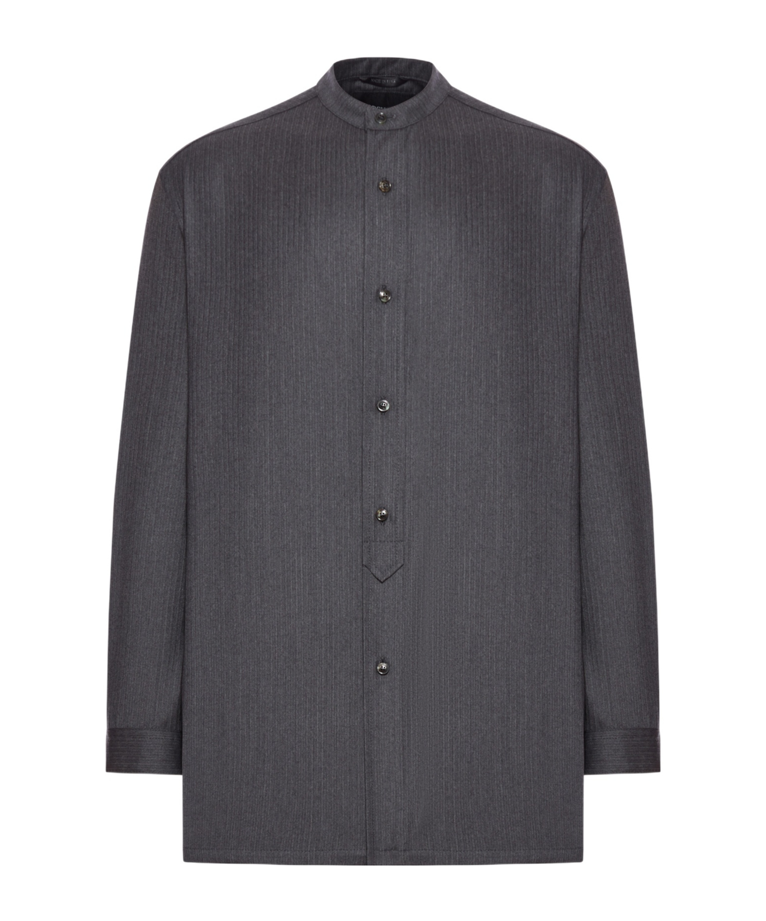 Giorgio Armani Mandarin-collar Wool Shirt In Gray