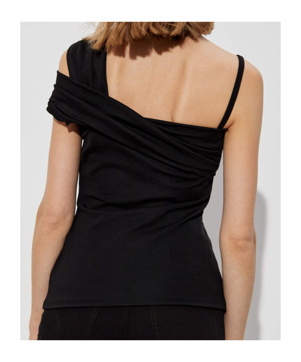 Versace One-shoulder Gathered Top In Black