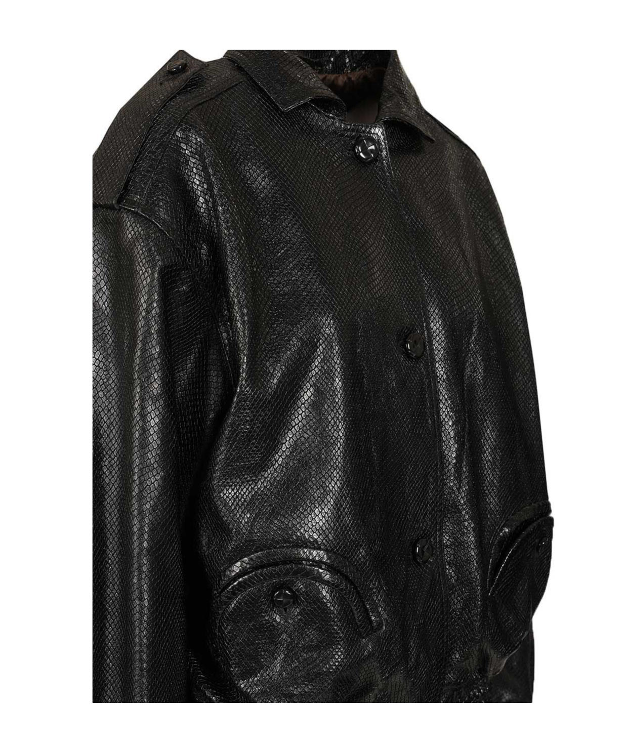Blazé Milano Leather Bomber Jacket Flap Pockets In Black