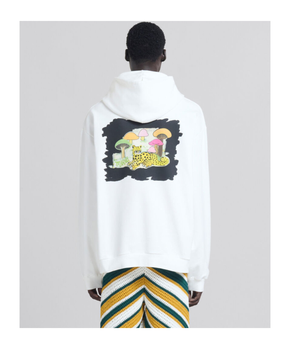 Marni Logo-printed Drop Shoulders Hoodie In White
