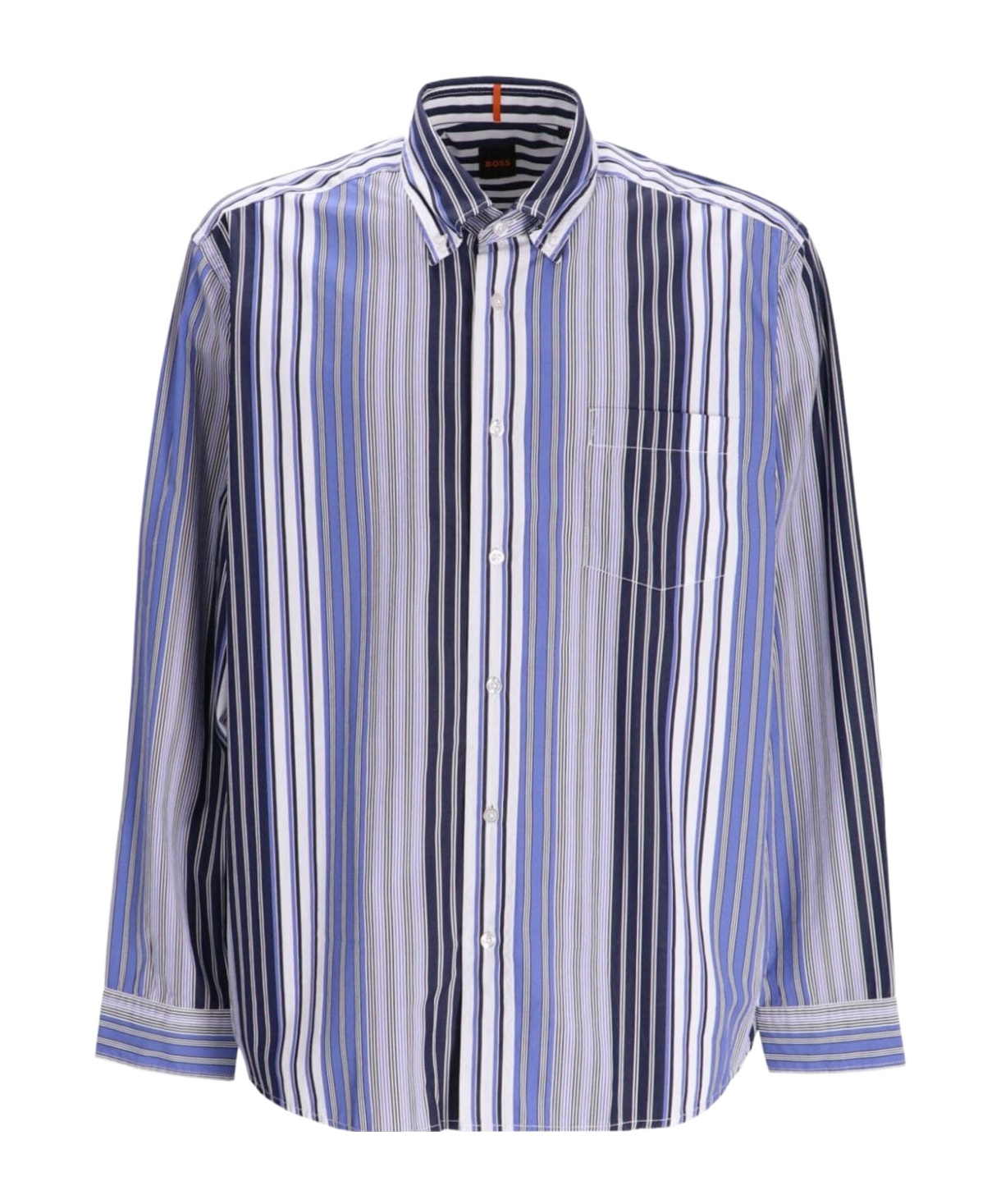 Hugo Boss Lambey Striped Cotton Shirt In Multicolor