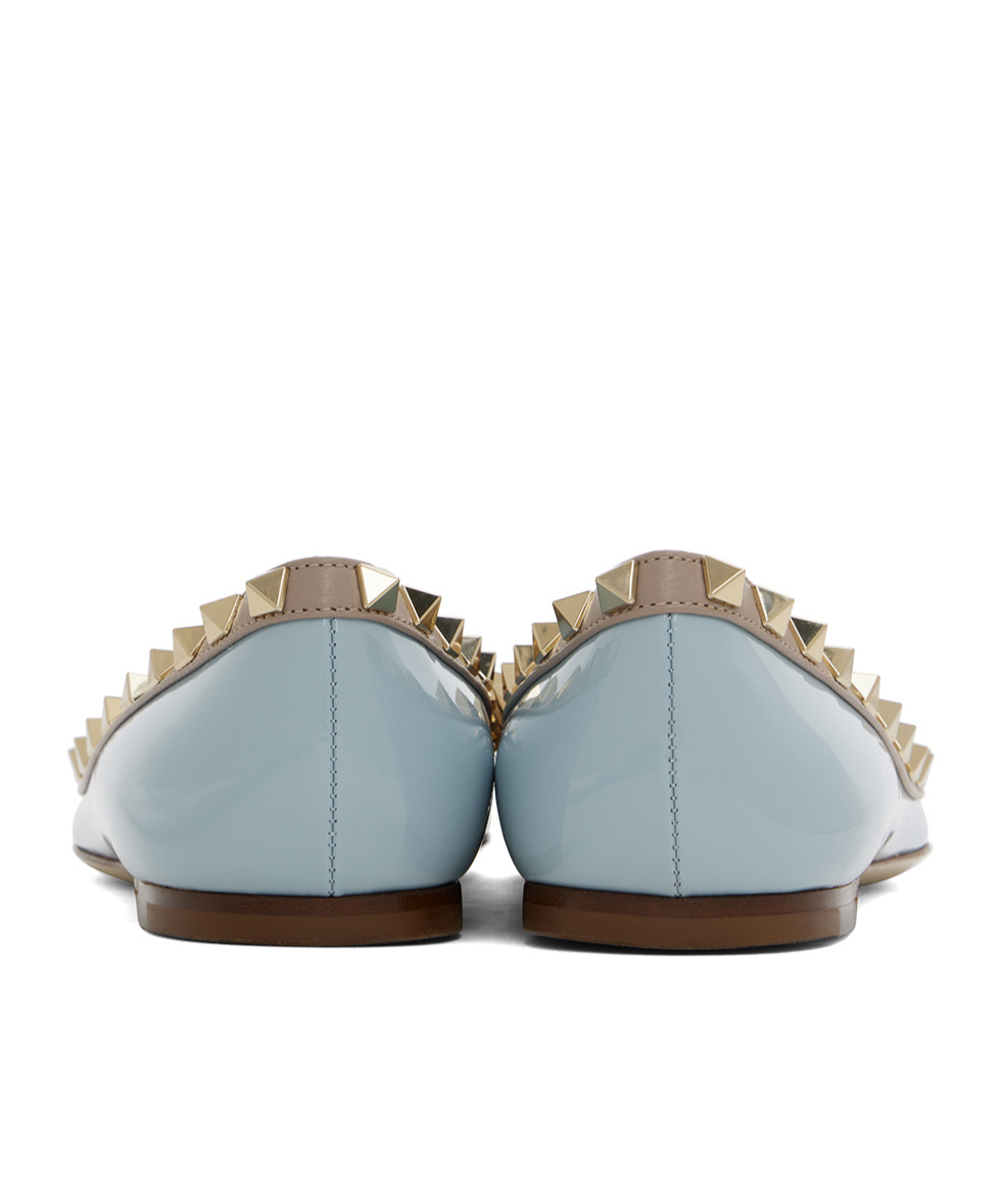 Valentino Rockstud Patent Leather Ballet Flats In Blue