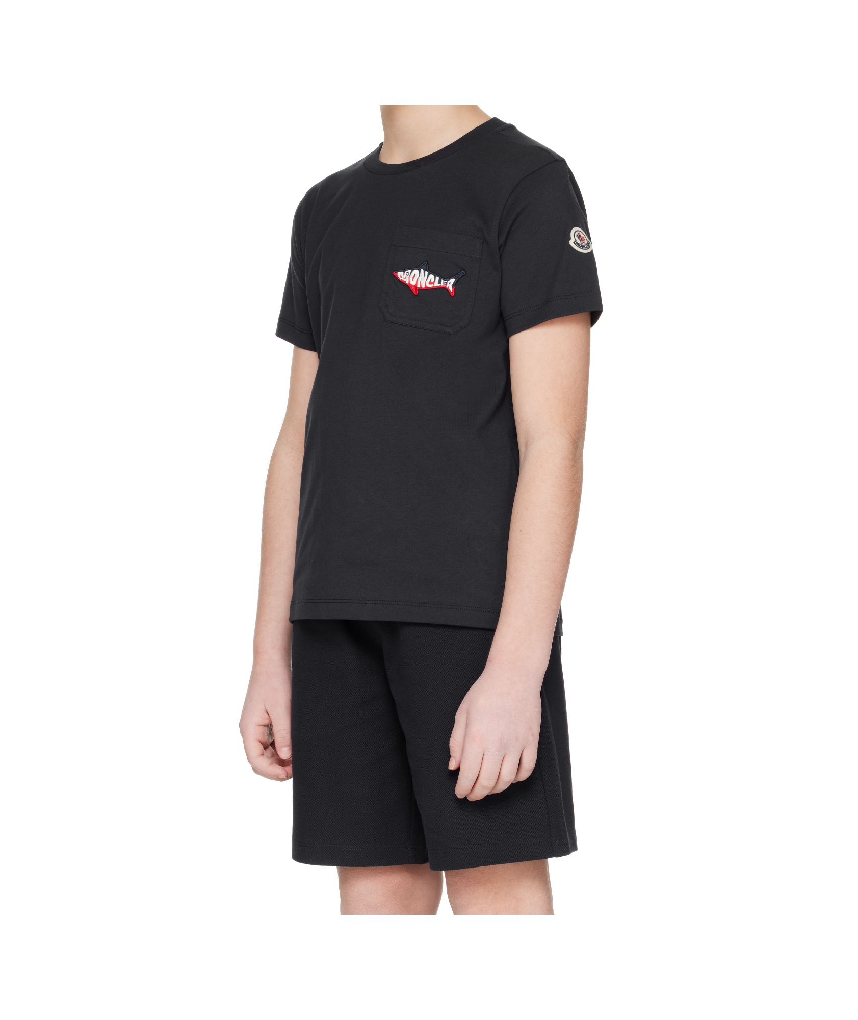 Moncler Round Neck Short Sleeve T-shirt In Blue