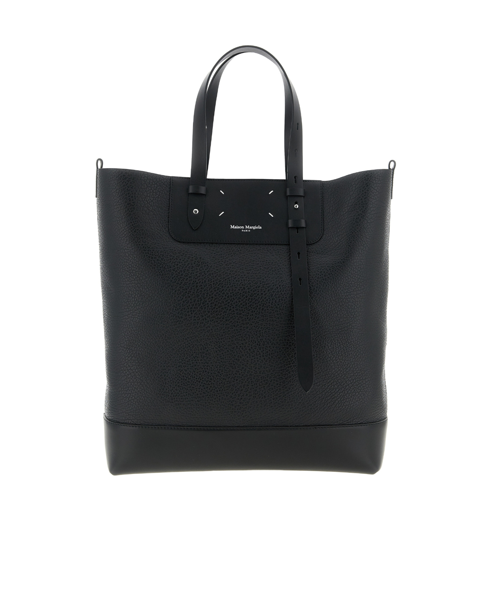 Maison Margiela Vertical Logo Detailed Tote Bag In Black