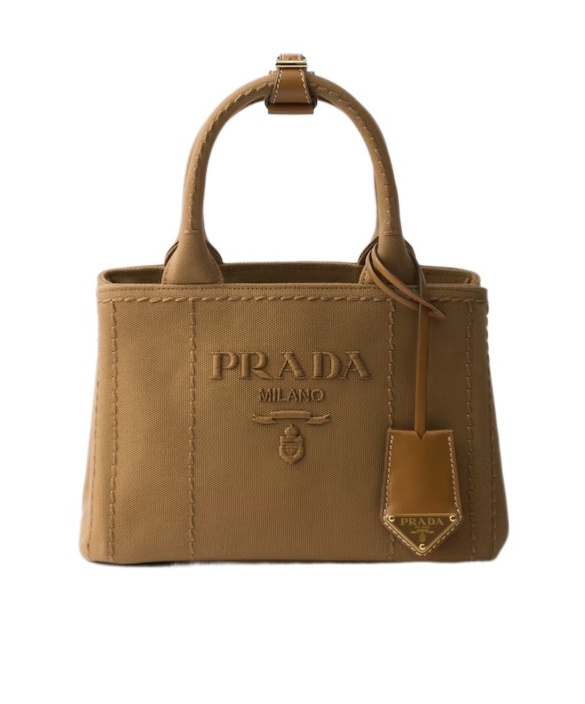Prada Small Embroidered Cotton Canvas Shoulder Bag