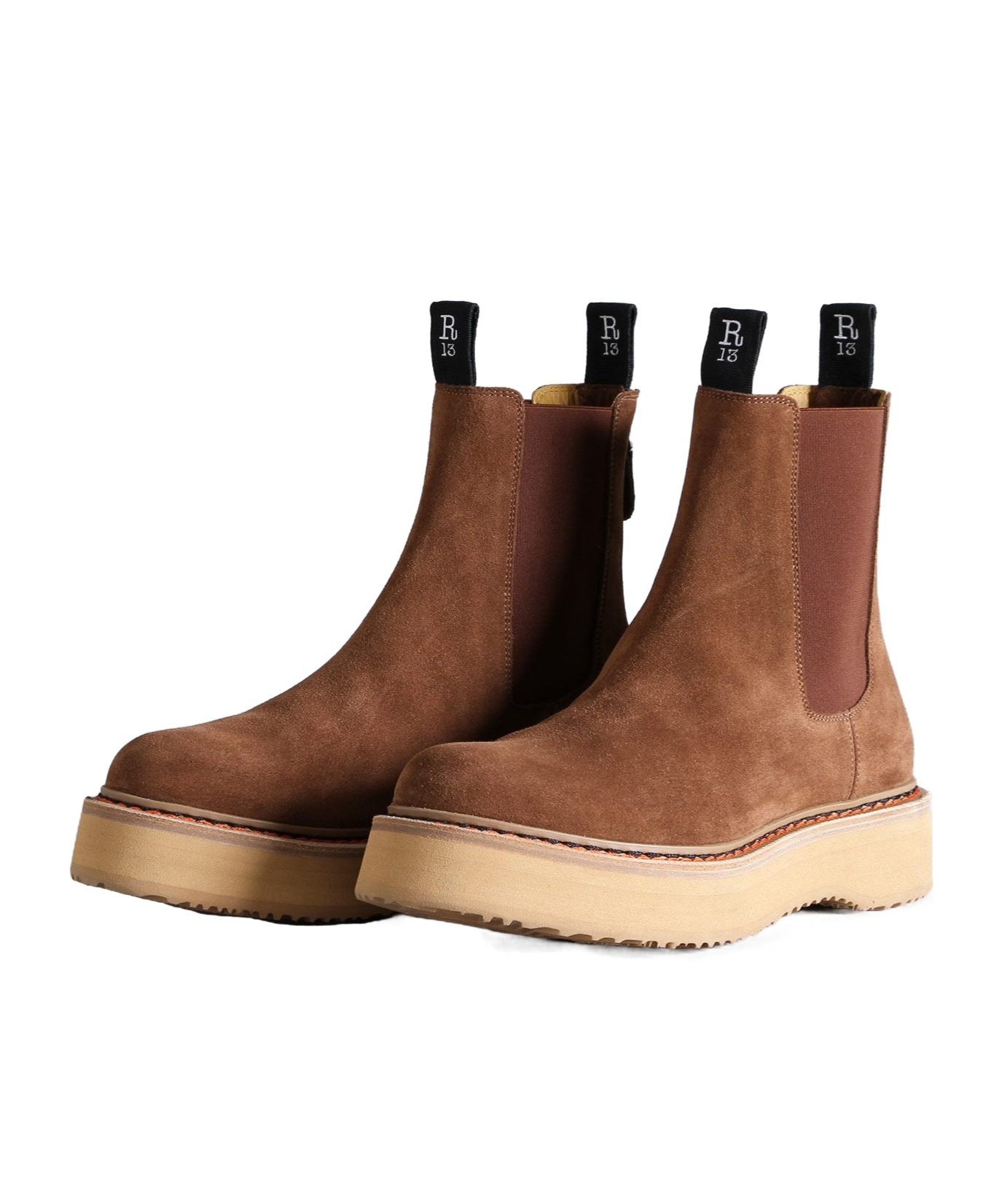 R13 Single Stack Chelsea Boots In Brown