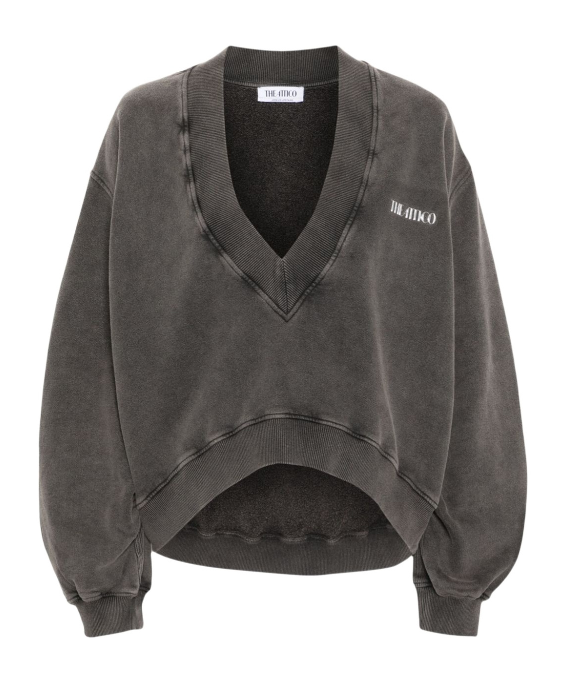 Attico Logo-detailed Cropped Cotton Sweatshirt In Black