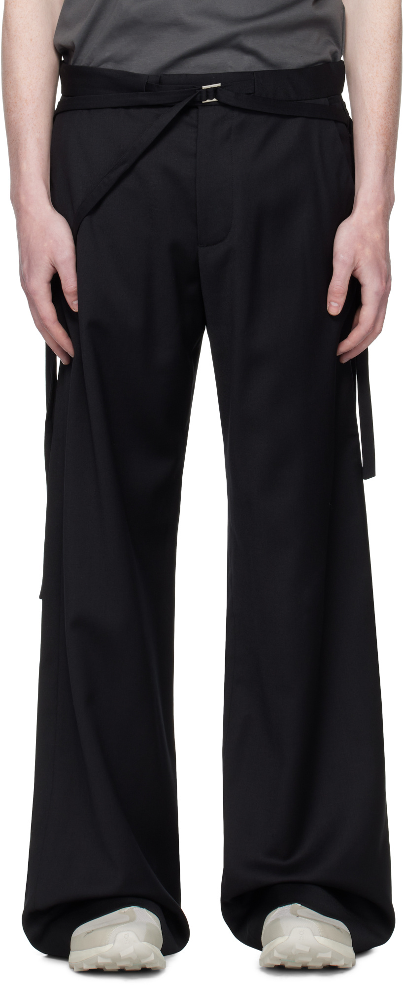 Heliot Emil Spectra Tie-fastening Tailored Trousers In Black