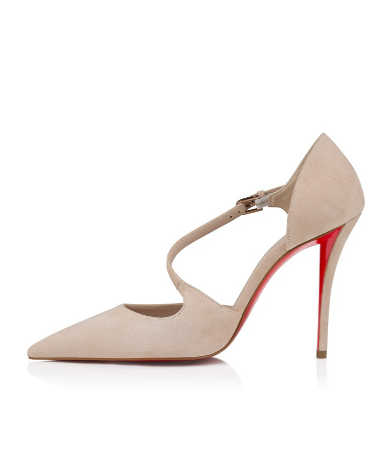 Christian Louboutin Miss Ziggyta Suede Red Sole Pumps In Neutral