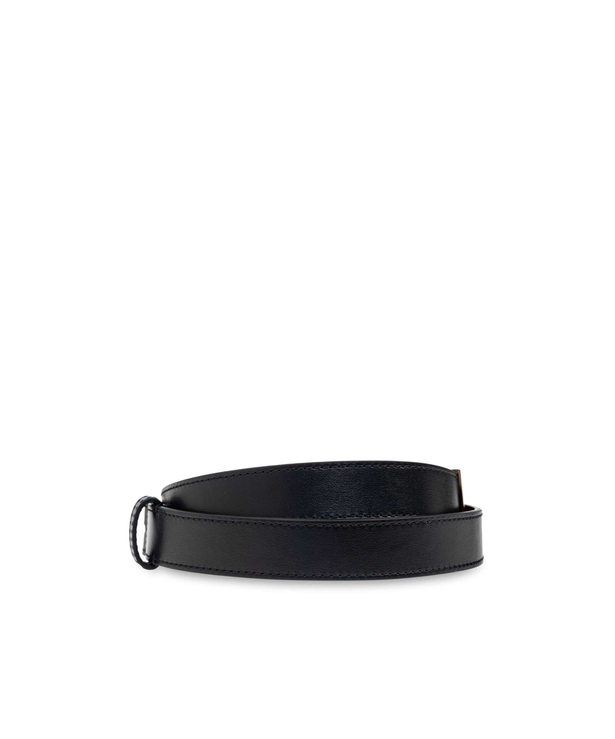 Versace Metal Logo Lettering Leather Belt In Black