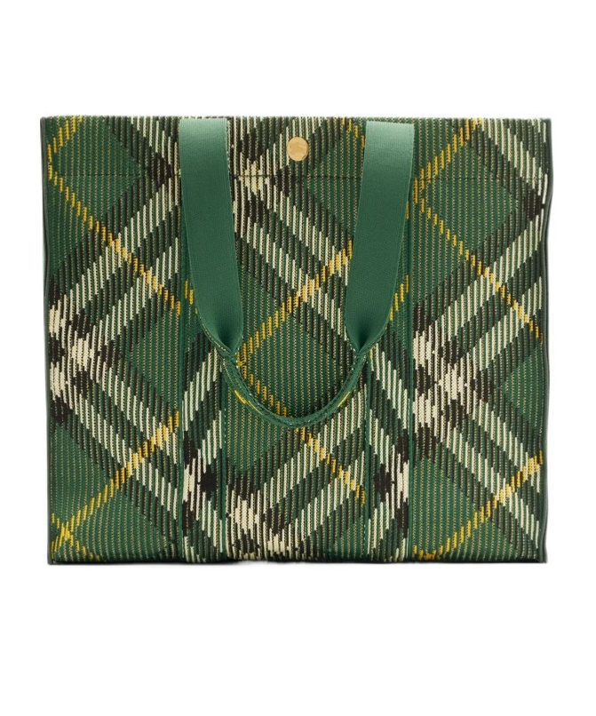 BURBERRY MEDIUM CHECK KNITTED TOTE BAG