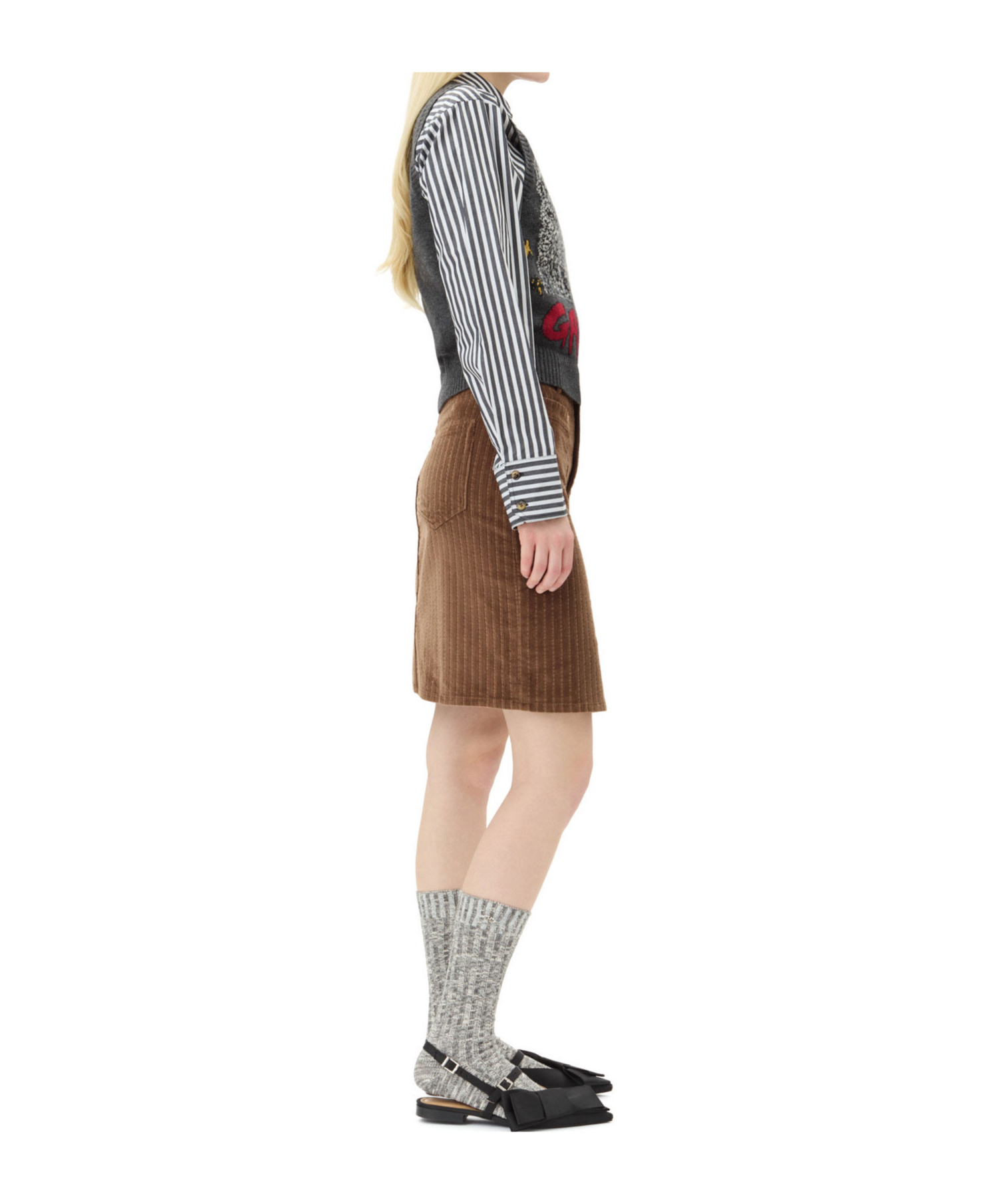Ganni Logo Intarsia Wool-blend Sweater Vest In Black