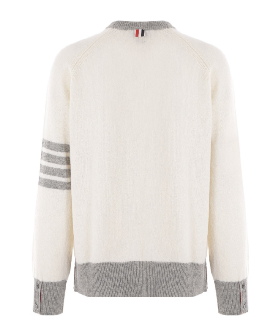 Thom Browne 4-bar Wool Crewneck Jumper In White