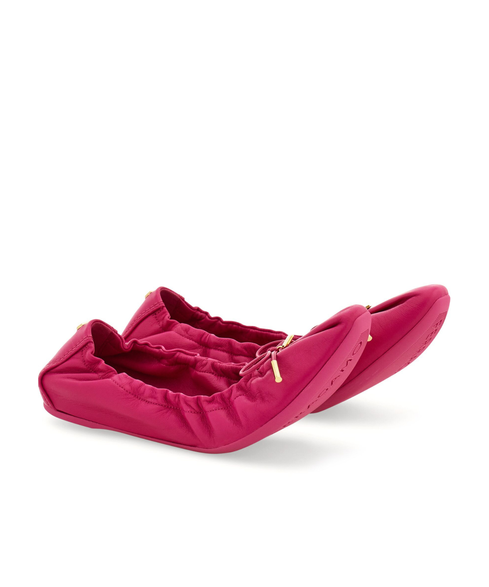 Ferragamo Elasticated Ballet Flats In Red