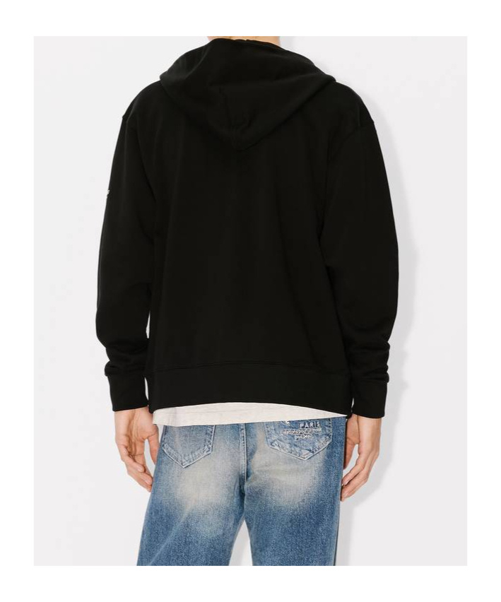 Kenzo Lucky Tiger-motif Zip-up Hoodie In Black