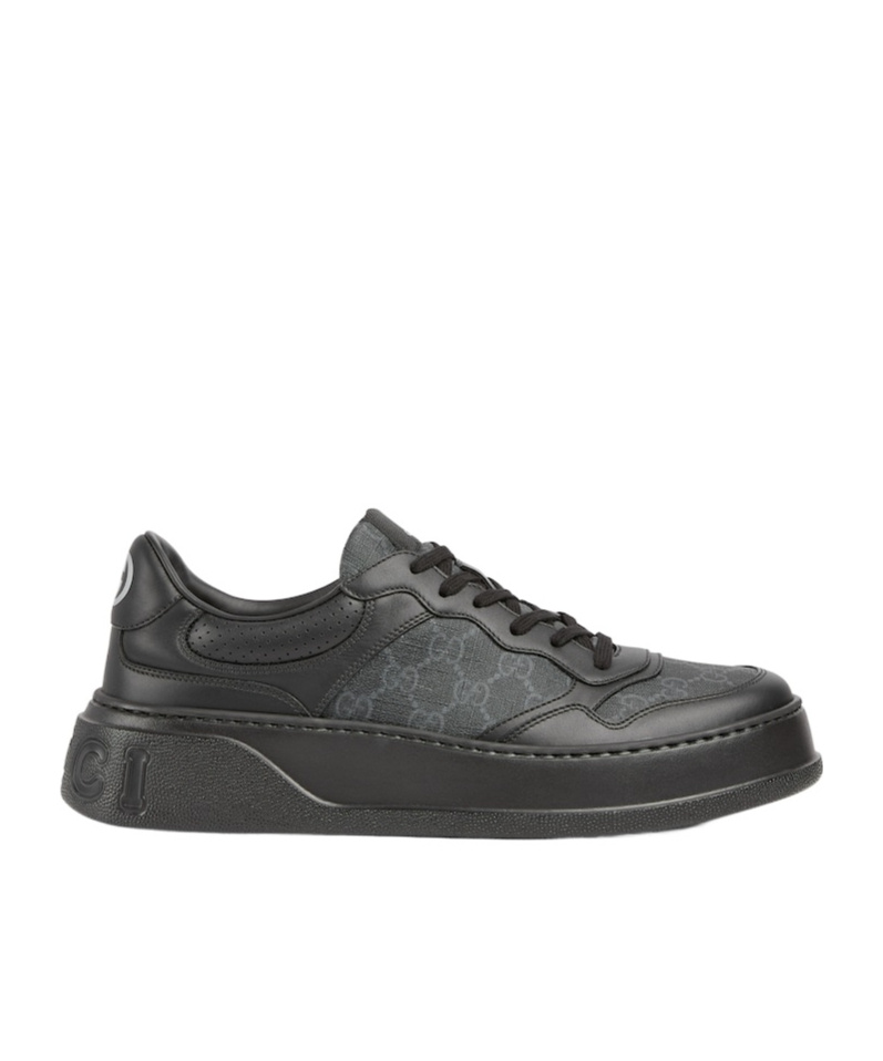 Gucci Chunky Sneakers Lace-up Perforated Panels In Black