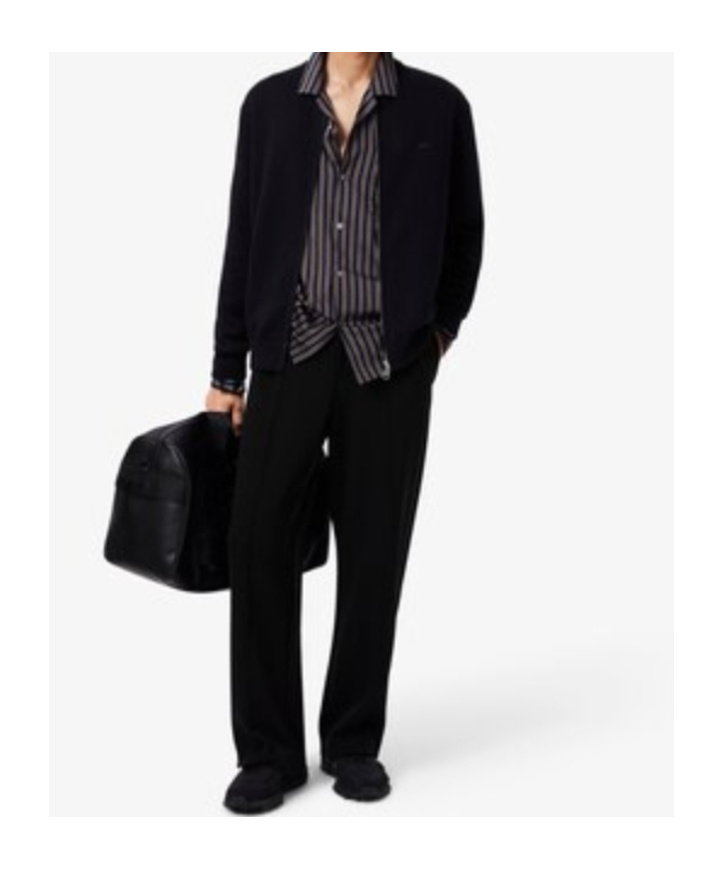 Lacoste Cotton And Wool Knit Bomber Jacket In Black