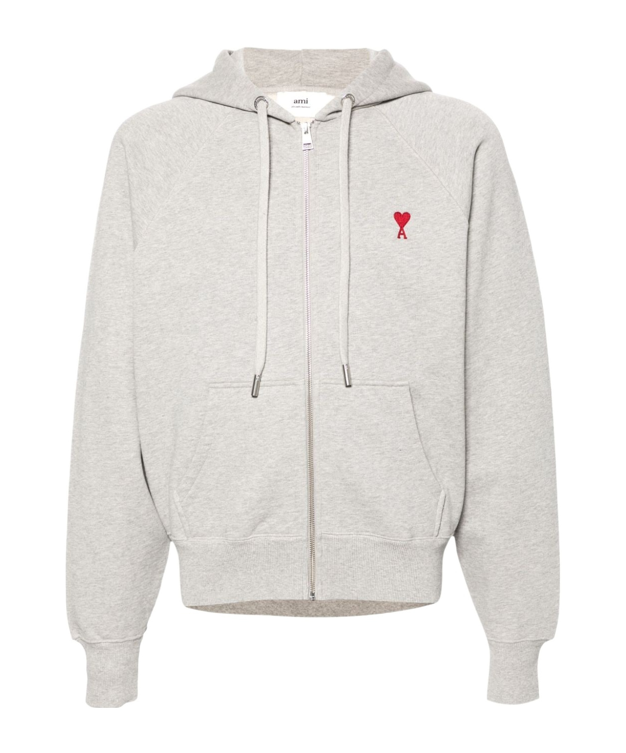 Ami Alexandre Mattiussi Ami De Caur-embroidered Cotton Hooded Sweatshirt In Grey