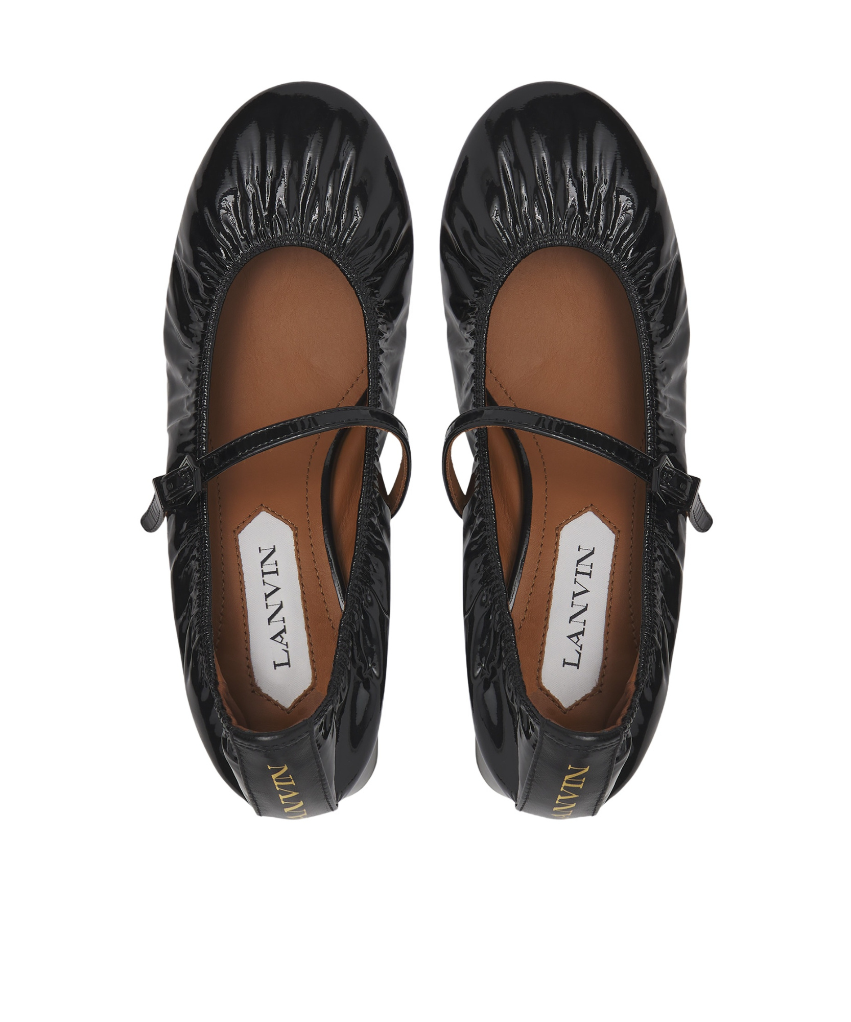 Lanvin Heeled Mary Jane In Glossy Leather In Black
