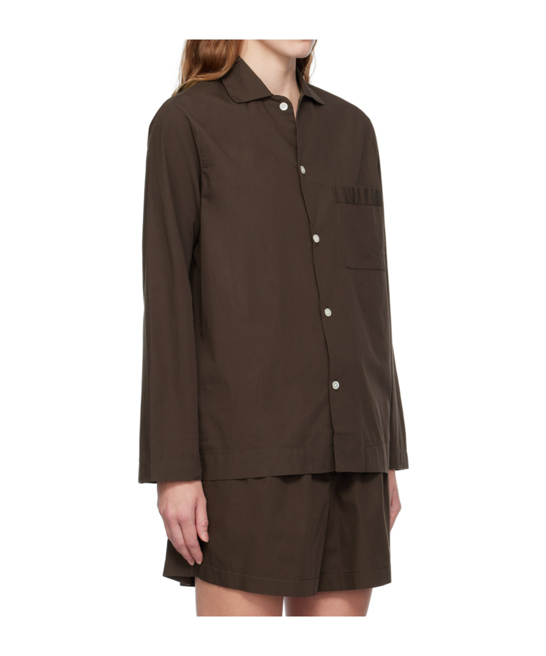 Tekla Brown Pyjama Shirt In Brown